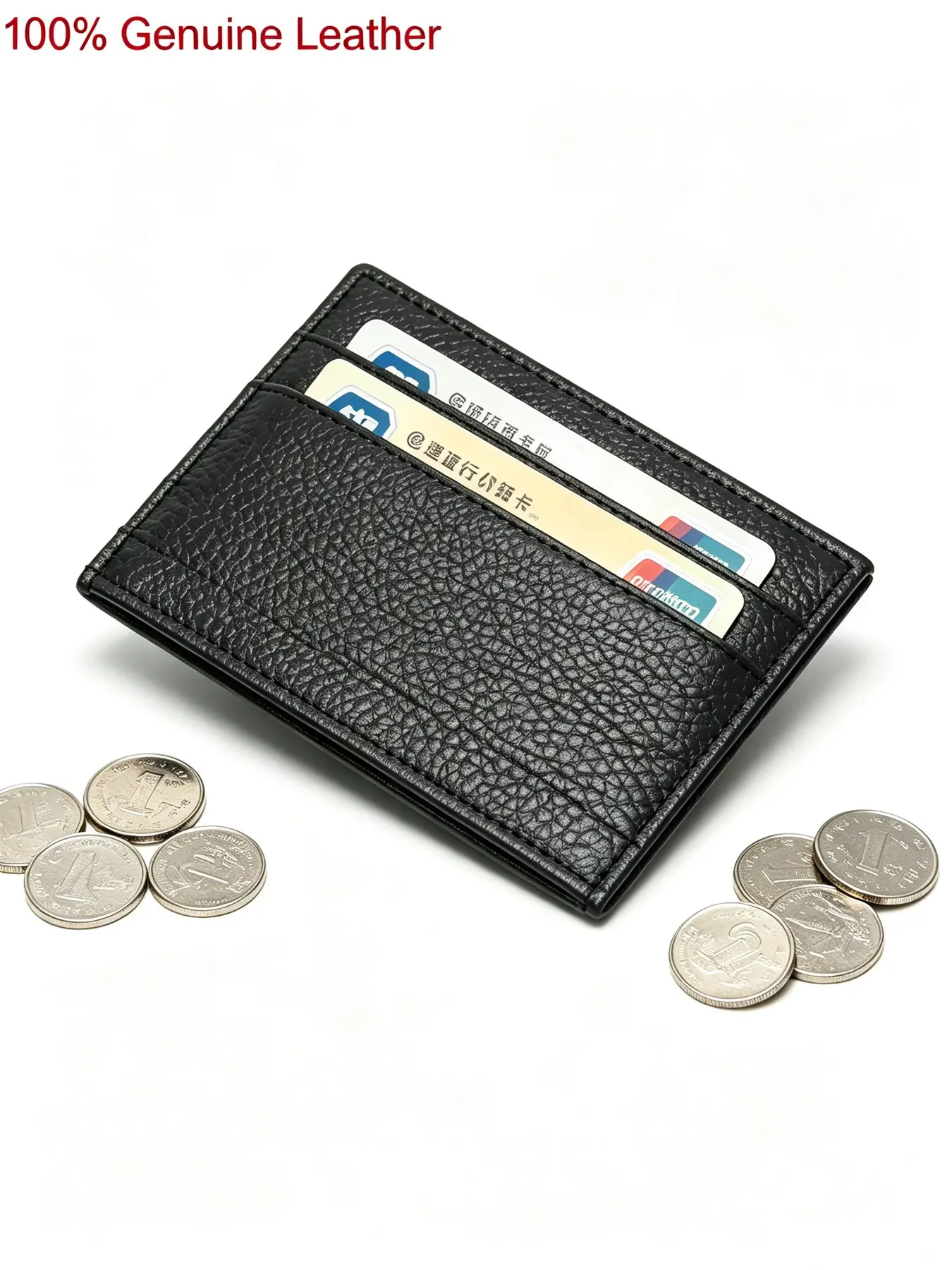 Genuine Leather Slim Credit Card Holder, Multi-Card Slots, Minimalist Mini Wallet, Portable Card Case, Business Card Holder for Men