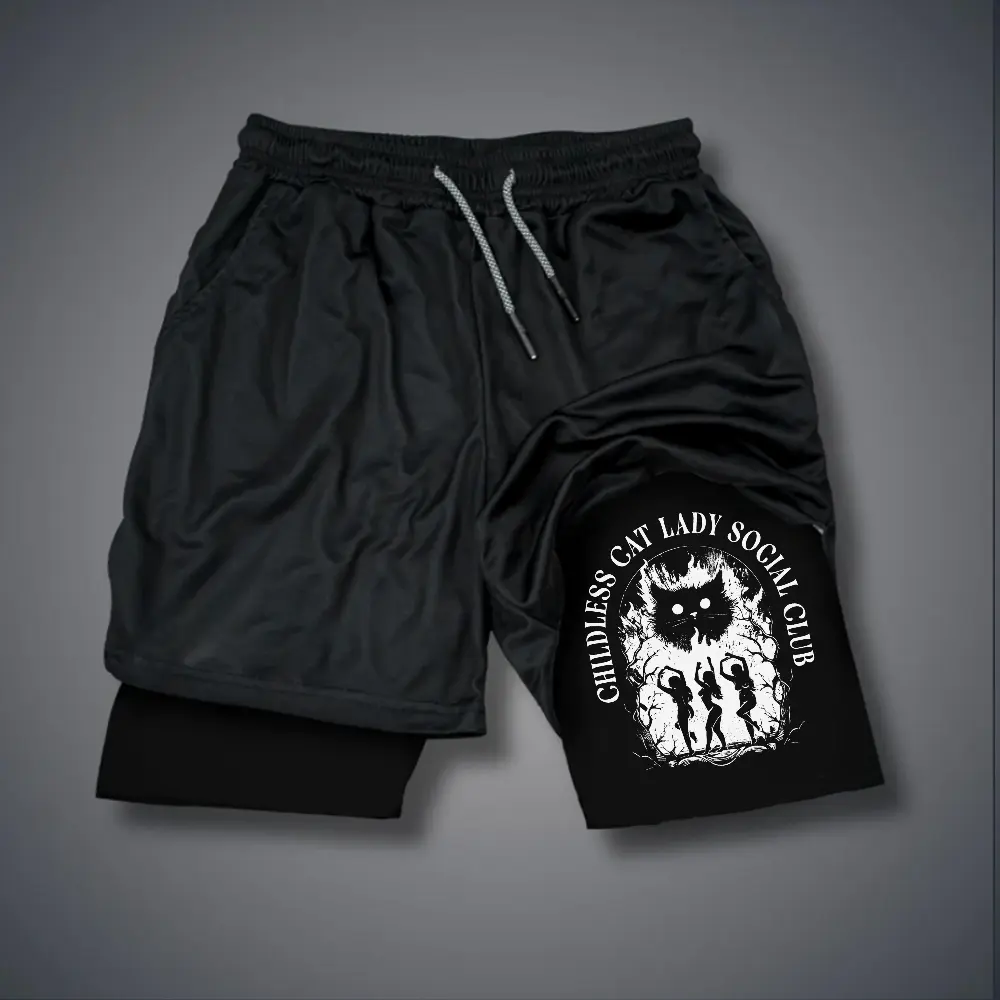 80s 90s Double-Layer Sports Shorts Graphic Shorts Black Camo Streetwear Shorts Men Outfits Men Vacation Outfits Shorts