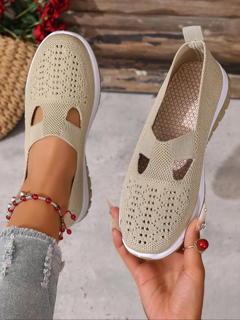 Women's Solid Color Low Top Sneakers, Lightweight Slip Ons, Casual Comfortable Breathable Sports Running Shoes, All-match Basic Shoes for Daily Wear