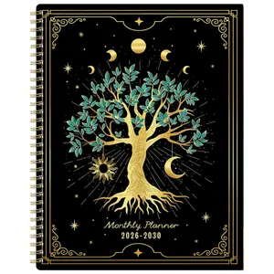 2026-2030 Monthly Planner/Calendar - January 2026 to December 2030, 5-Year Monthly Planner, Black Star Pine Tree Themed Cover Notebook, Yearly Calendar Planning, Monthly Tabs, 60-Month Calendar, 5.5 x 8.3 inches, Thick Paper, Elastic Cover, Durable Double