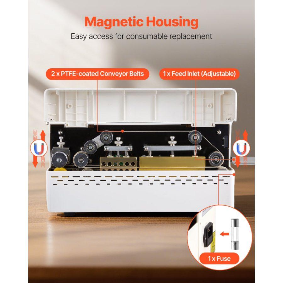 VEVOR Continuous Sealing Machine, 0.32-0.47 in Seal Width, Automatic Continuous Band Sealer with Digital Temperature Control, Automatic Shutdown, Heat Sealing Machine for 0.002-0.0. 008 in Plastic Bags