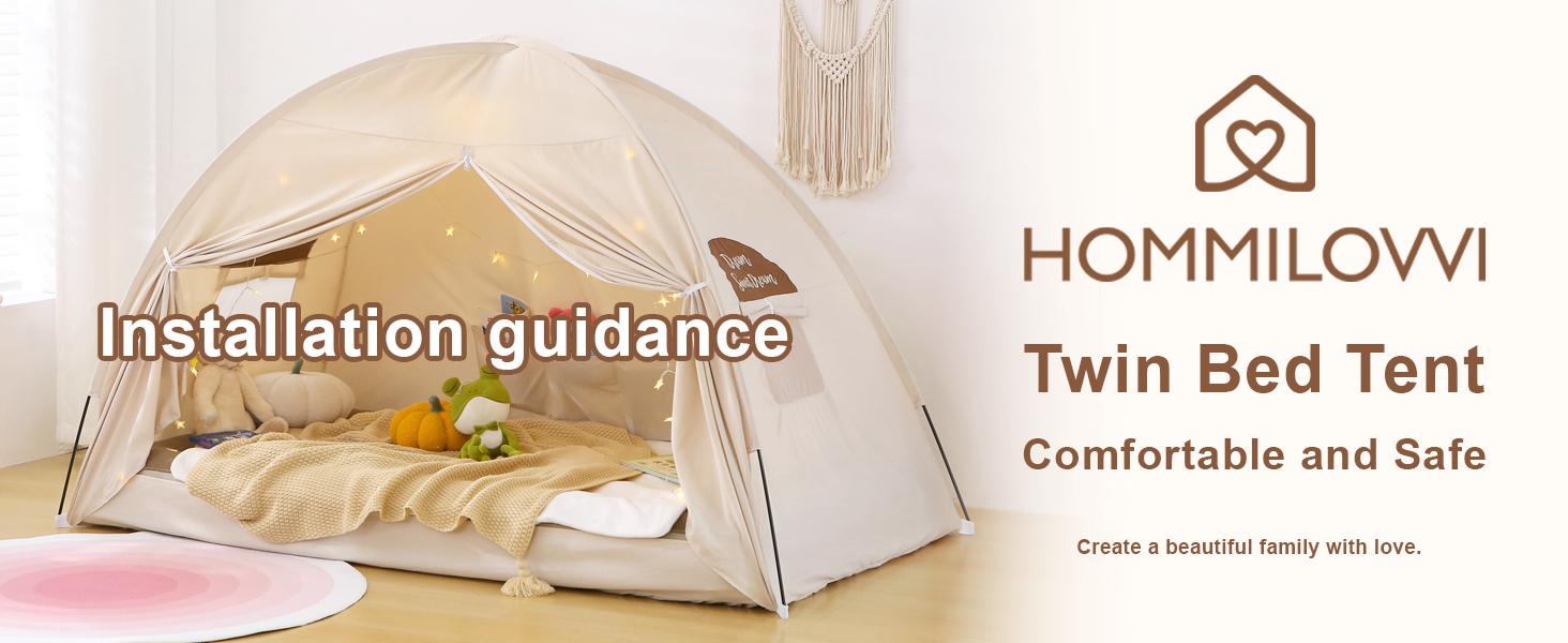 Twin Bed Tent for Boys, Indoor Blackout Sleeping Tent with Dreamy, Breathable Privacy Bunk Beds, for Drafty Rooms or Cottage-Style Spaces, Black