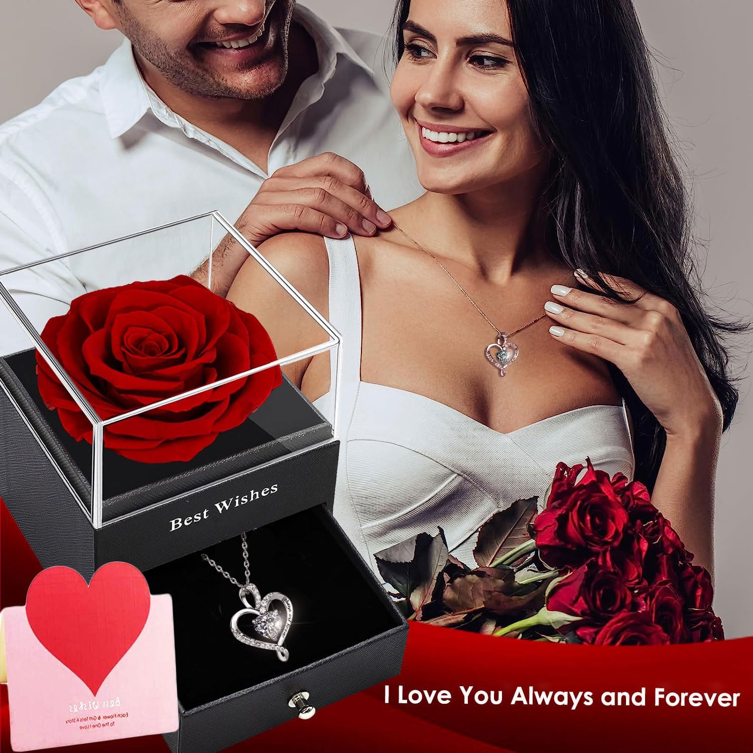 SUNDAY MIRTH Forever Red Rose  Box,Eternal Flower, Preserved Rose, Infinity Real Rose  for Girlfriend, Women, Mom, Wife on Christmas, Valentine's Day, Mother's Day, Birthday, Anniversary, Thanksgiving