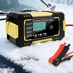 12V Smart Car Battery Charger, Multipurpose Car Battery Charger with LCD Display, Car Charger Accessories