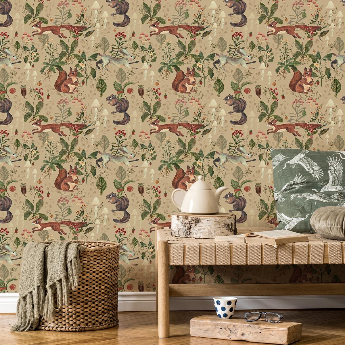 Deep Forest Pattern Wallpaper, Self-Adhesive Animal Wall Paper, Peel And Stick Wallpaper Designs, Waterproof Wear-Resistant, Bedroom Decor, Vintage Space, Furniture Refurbishment #GLOBAL PICKS