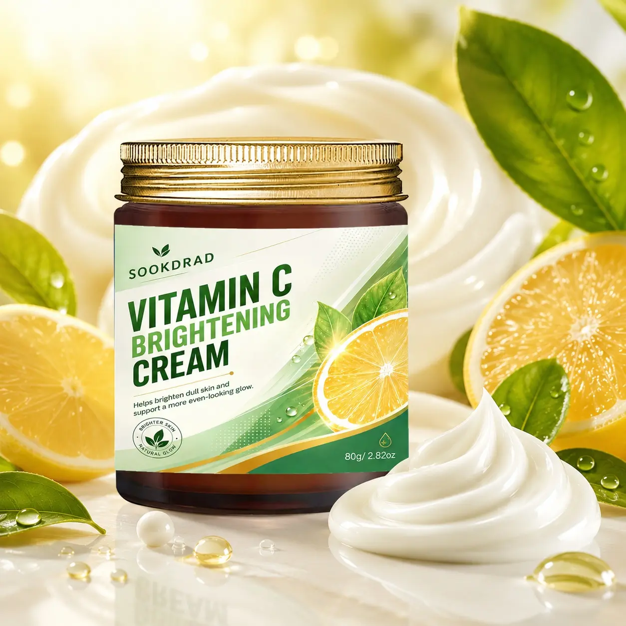 Vitamin C Brightening Cream, Dull Skin Brightener, Even Tone, Face Cream, All Skin Types, 80g/2.82oz