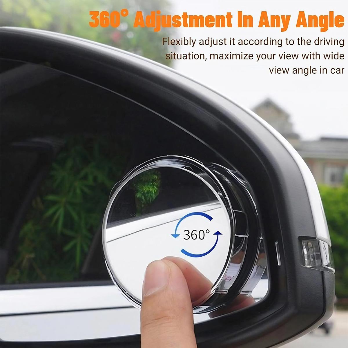 Universal Blind Spot Car Mirrors, 2 Pack Round HD Glass Convex Rear View Wide Angle Side Mirror Blindspot for Universal Vehicles