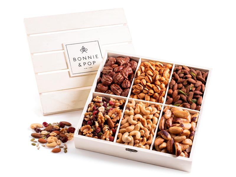 Gift Basket, in Reusable Crate, Healthy Gift Option, Gourmet Snack Food Box, with Unique Flavors, Great for Feel Better, Sympathy Birthday Bonnie Pop