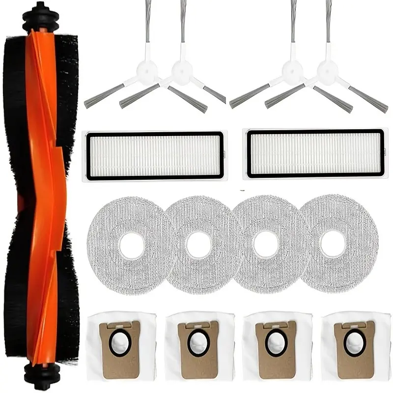 15pcs Replacement Parts for Xiaomi S20 Plus Robot Vacuum, Includes Main Brush, Mop Cloths, Side Brushes, Dust Bags, Filters