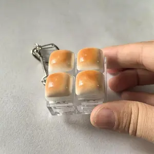 New Caramel Bread Design Fidget Keychain Keys Button DIY Keyboard Button Keycap Keychain Pass The Time Keycap Clicker Toy Adult