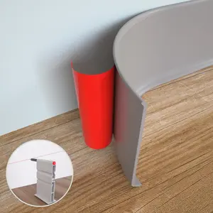 Flexible Baseboard Molding Trim, 4 Inch x 20  Peel and Stick Vinyl Wall Base Cove Base, Self-Adhesive Rubber Wall Base Moulding Trim(S100,Gray)