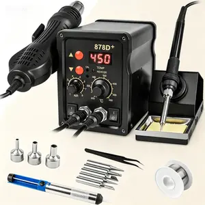 Dual System Control Soldering Station, 2 in 1 Hot Air Rework Soldering Iron Kit, Precision Circuit Board Repair Soldering Gun, Rapid Heat Up Auto Sleep Solder Station, Calibration Function for Professional Use