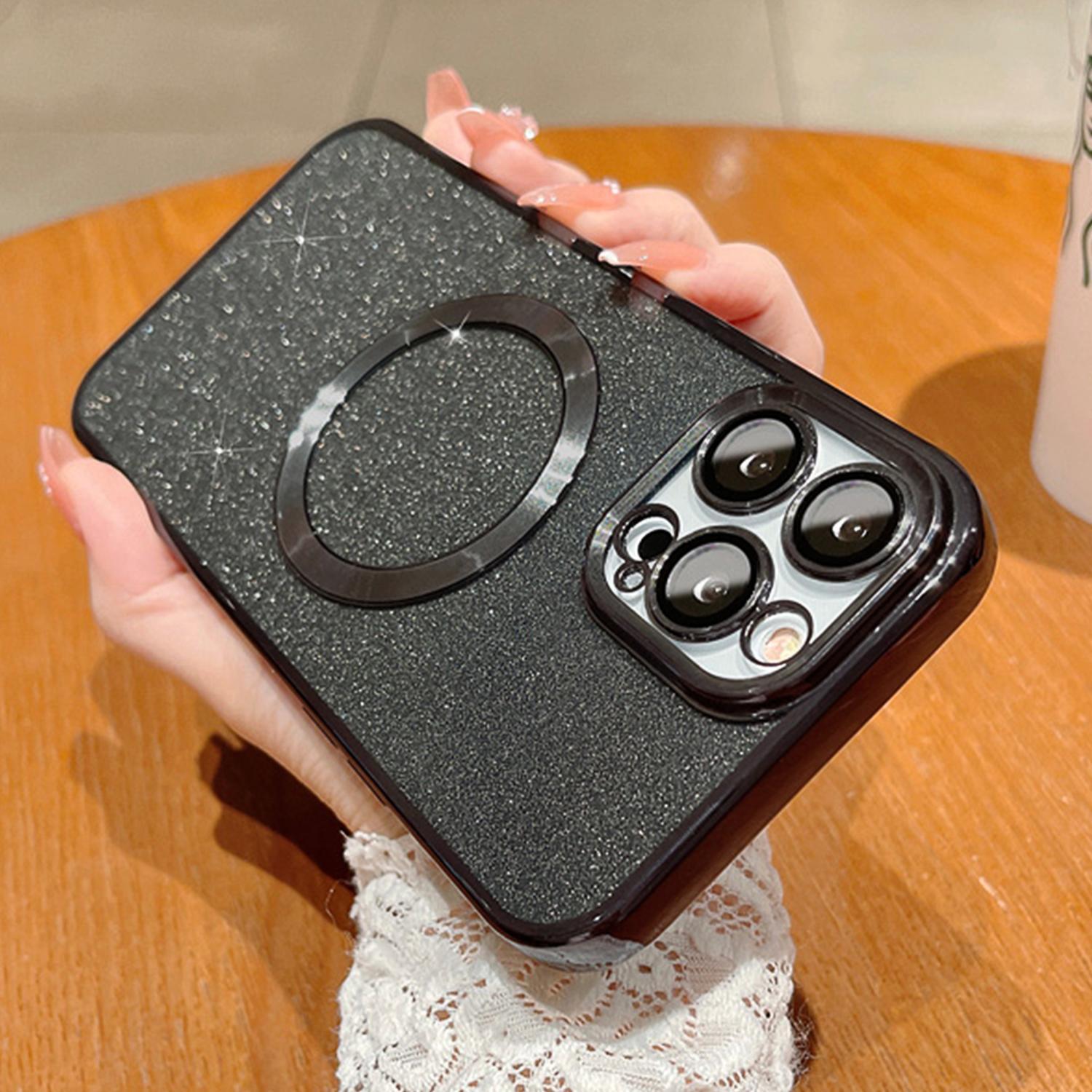 MagSafe Case For iPhone 16 Pro Max 15 14 13 Compatible with Magnetic Charging Bling Glitter Case Plating Bumper with Camera Lens Cover