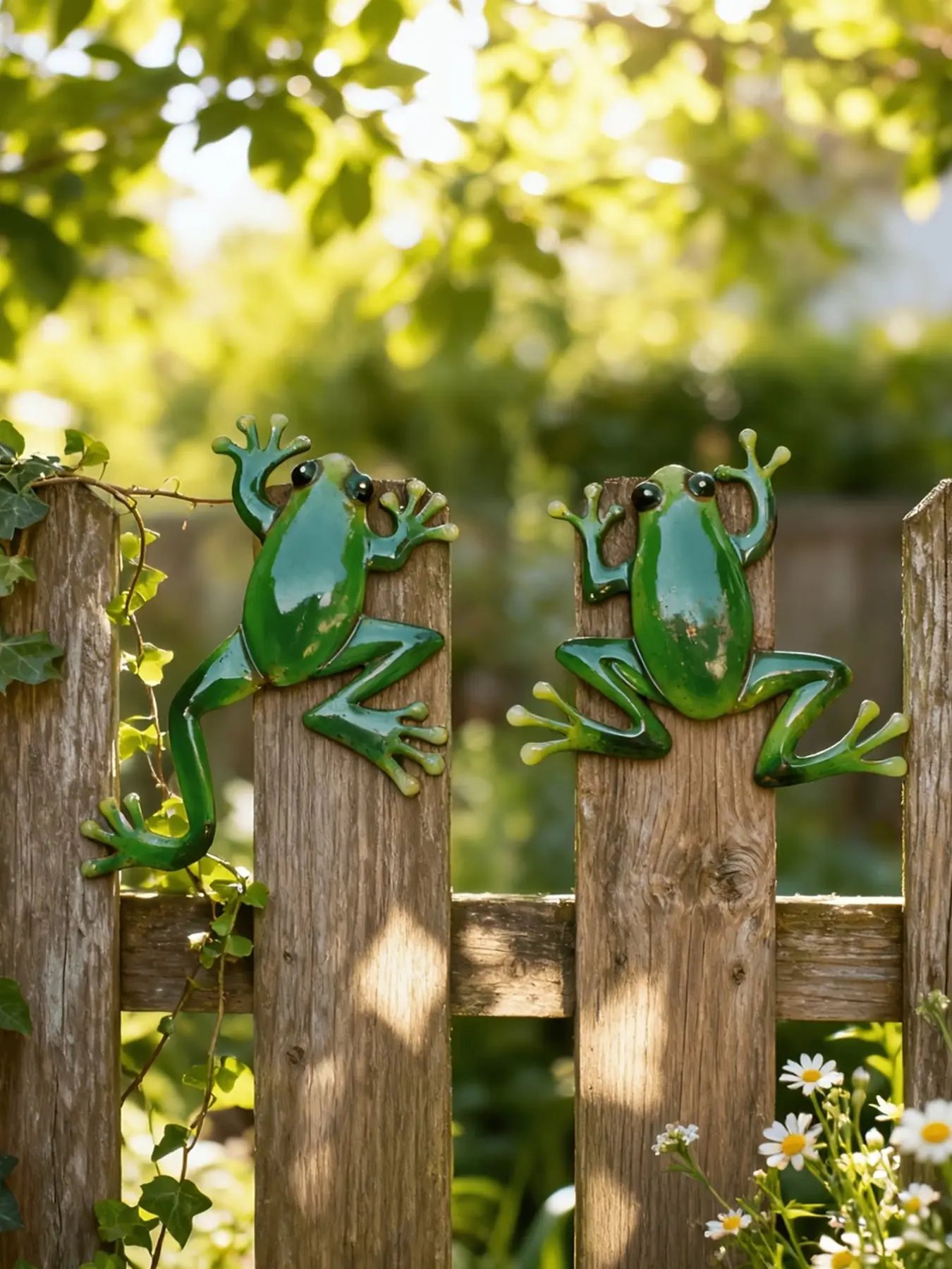Set of 2 Cute Frog Outdoor Wall Art Pieces, Vibrant Frog Sculptures, Indoor/outdoor Garden Decor, Hanging Wall Ornament