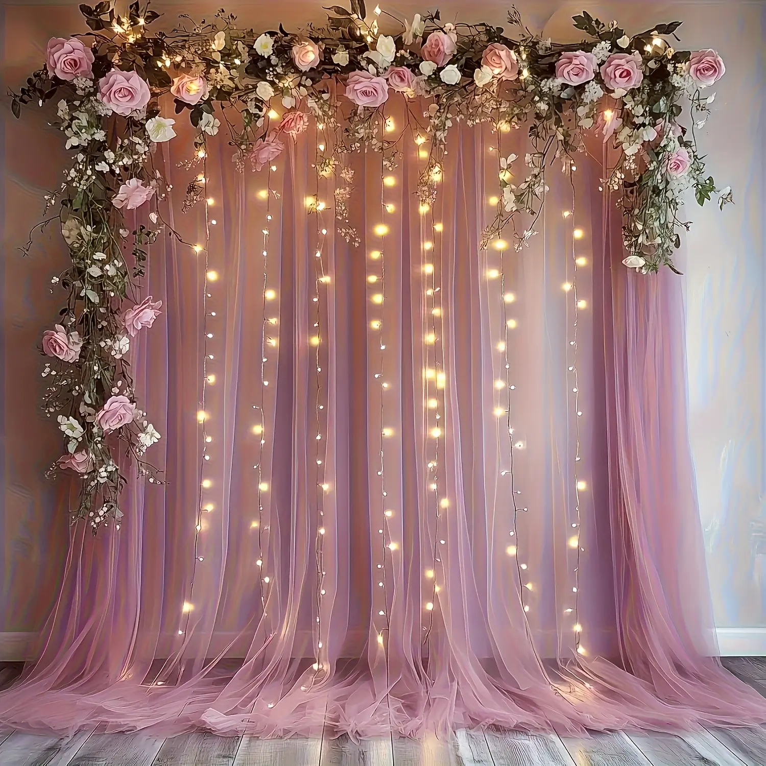 2-piece set of photo backdrop fabric, 5.2x10 feet, dusty pink sheer backdrop decoration, transparent sheer backdrop decoration, suitable for weddings, birthday parties, photography backdrops, event and party supplies