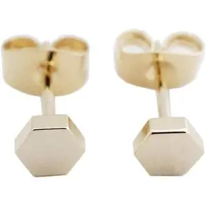 Tiny Hexagon Honeycomb Stud Earrings in Gold, Rose Gold, or Silver | Minimalist Delicate Jewelry