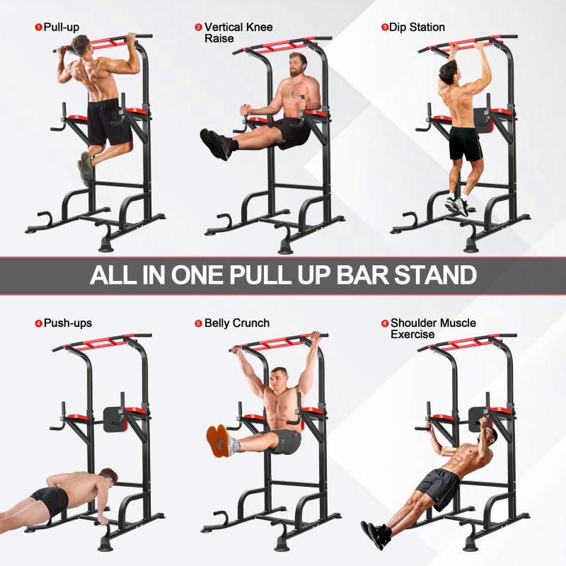 Multifunctional single and double bar pull-up rack, height adjustable, non-slip handles, indoor home pull-up machine, stable base to prevent tipping, single and double bar stretching rack, home single bar fitness equipment