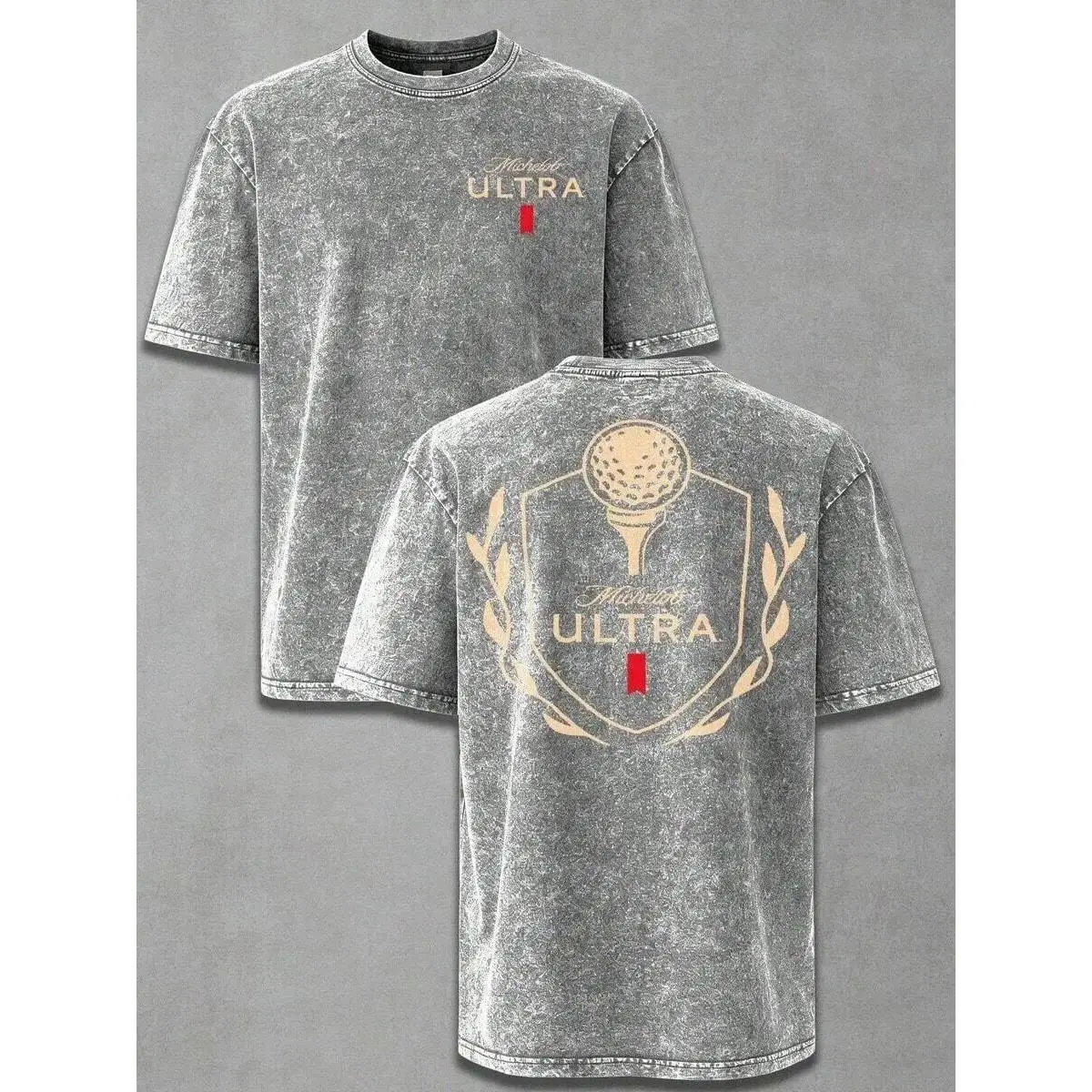 2026 New Arrival Michelob Ultra Golf Ball Wash Cotton Vintage Distressed Oversized Graphic Tee Men's Short Sleeve Pure Cotton T-Shirt Loose Fit, Retro Sports Streetwear Vintage Casual Golf Beer Aesthetic Baggy 100% Cotton Pullover Gift