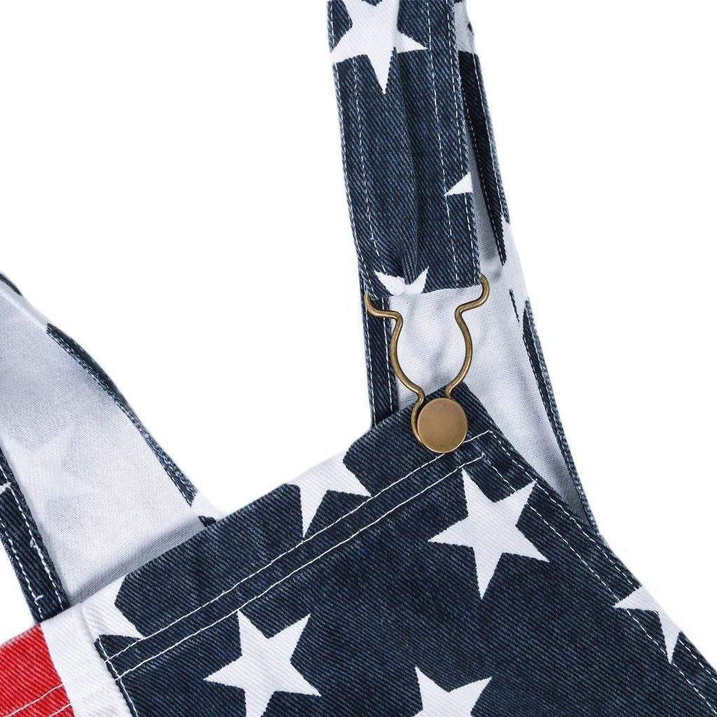 Classic USA Flag Denim Overalls for Men & Women with Adjustable Straps – Ideal for Patriotic Summer Events, 4th of July Cookouts, Fireworks Nights, and National Holiday Festival Outfits