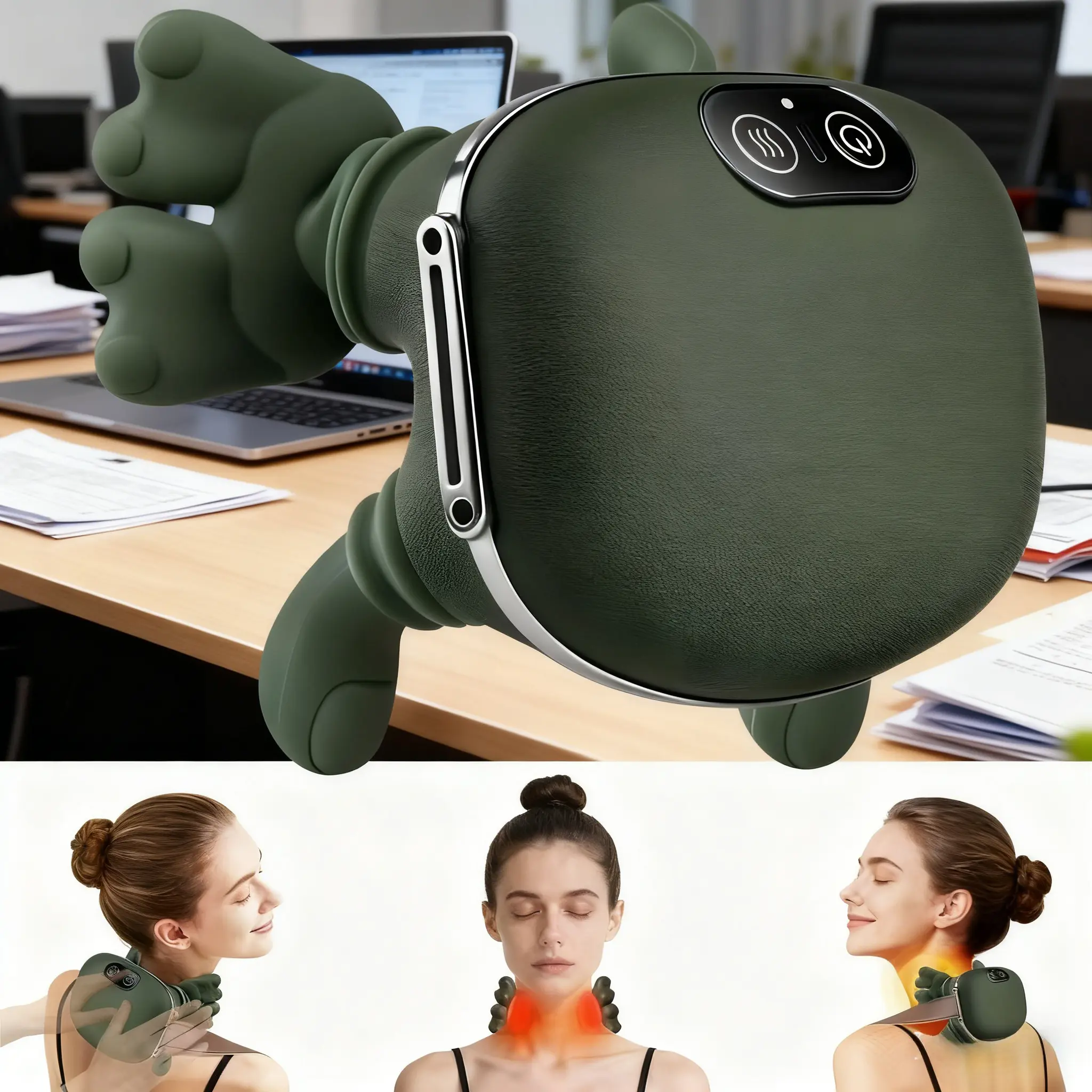 USB Hot Compress Shoulder Neck Massager N7, 6D Realistic Massage, USB Rechargeable, Super Comfortable, Precision Human Touch, 15-Minute Timer