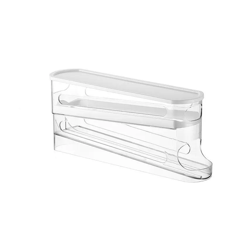Clear Egg Storage Box, Space Saving Rolling Egg Storage Box for Refrigerator Side Door, Durable Plastic Egg Organizer, Home & Kitchen Accessories