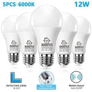 Kasotile Radar Motion Sensor LED Bulb E26 Base, 6000k Cool Light, 120° Wide Range Auto Switch, Energy Efficient Security Lamp