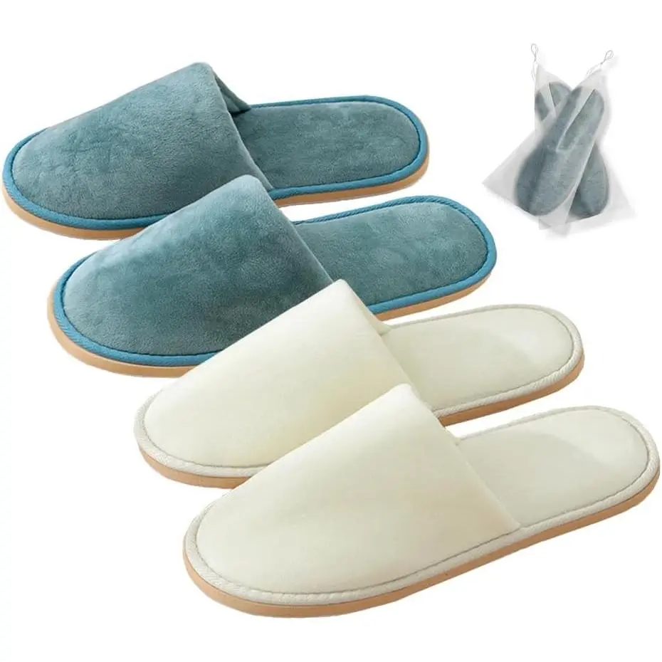 2-6 Pairs Disposable Crystal Velvet Spa Slippers for Premium Guests, Washable Reusable House Slippers for Bathroom, Hotel, Party, Wedding & BrideGift