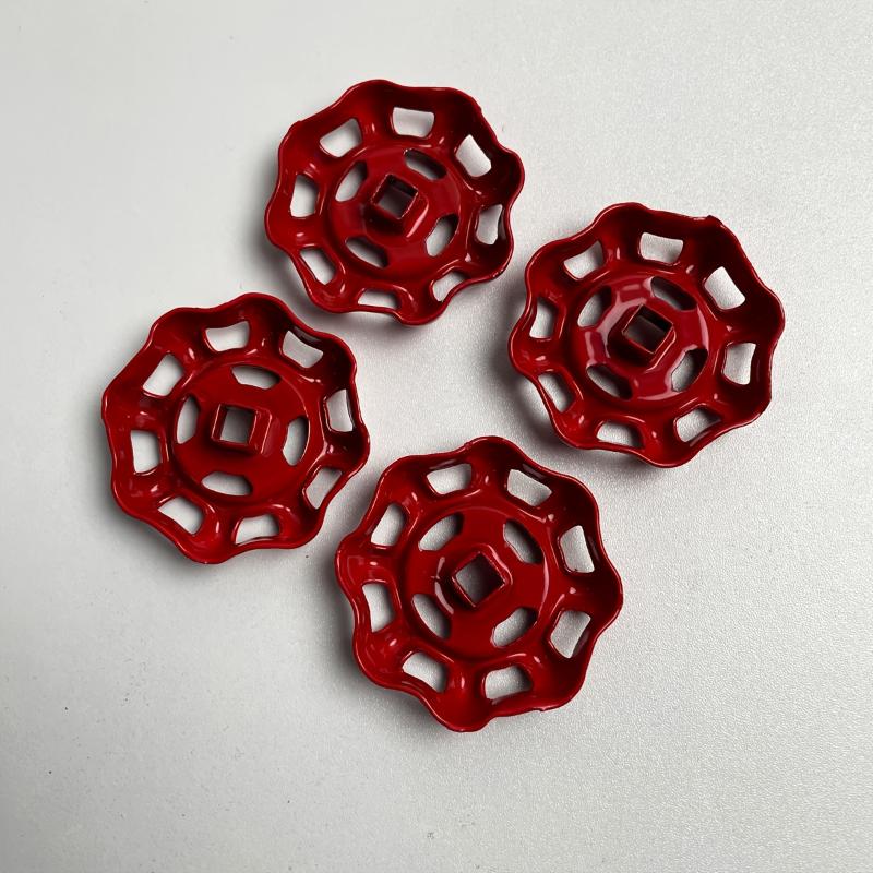 4pcs Red Iron Faucet Handles, Durable Metal Outdoor Valve Knobs, Handwheel for Globe & PPR PE Valves, No Assembly Required, Water Pipe Rod Handle Replacement
