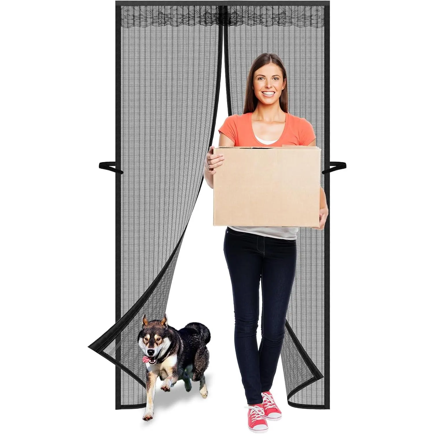 Heavy Duty  Screen Door - Fits Door Size 38x82inch, Self-Closing, Easy Install, Mesh  Screen Door  Air Flow & Keep  Out -  and  Friendly,   Design Black