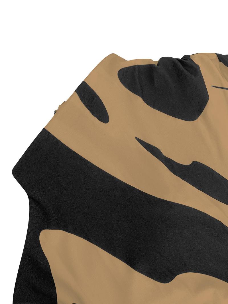 Aliling Women's Colorblock Print Cut Out Bodycon Dress, Elegant Fashion Casual Long Sleeve Dress for Daily Outdoor Wear, Women Dress for Spring Fall