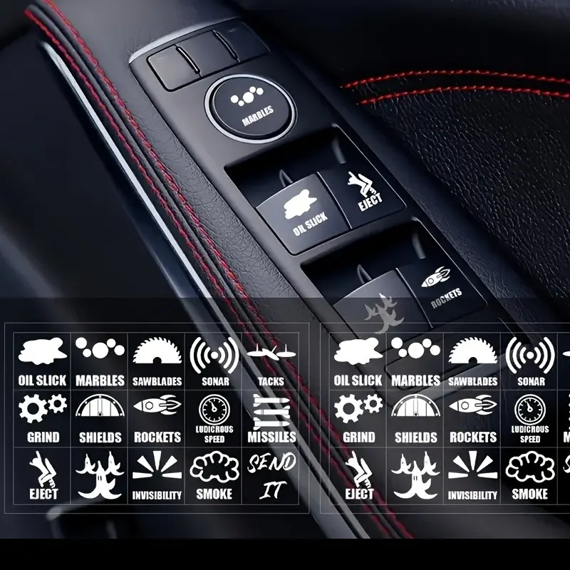 Car Decals, Blank Button Stickers for Cars, Switch And Instrument Control Stickers, Interior Label Stickers for Vehicles, Suitable for All Car Models, Automobile Decals