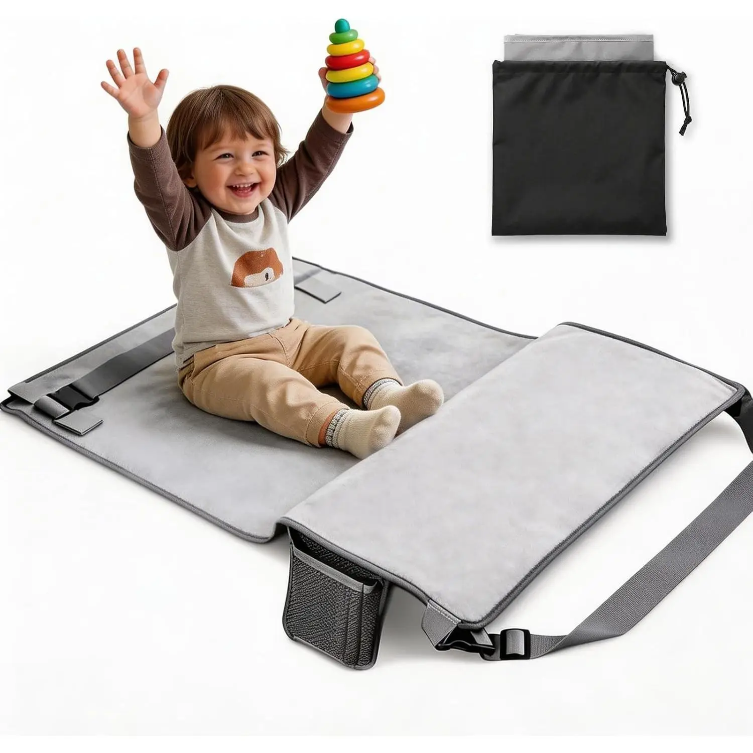 Toddler Airplane Bed, Portable Airplane Seat Extender for Kids, Toddler Airplane Travel Essentials, Foldable Toddler Travel Bed for Long Flight, Baby Airplane Bed for Toddler with Carry Bag