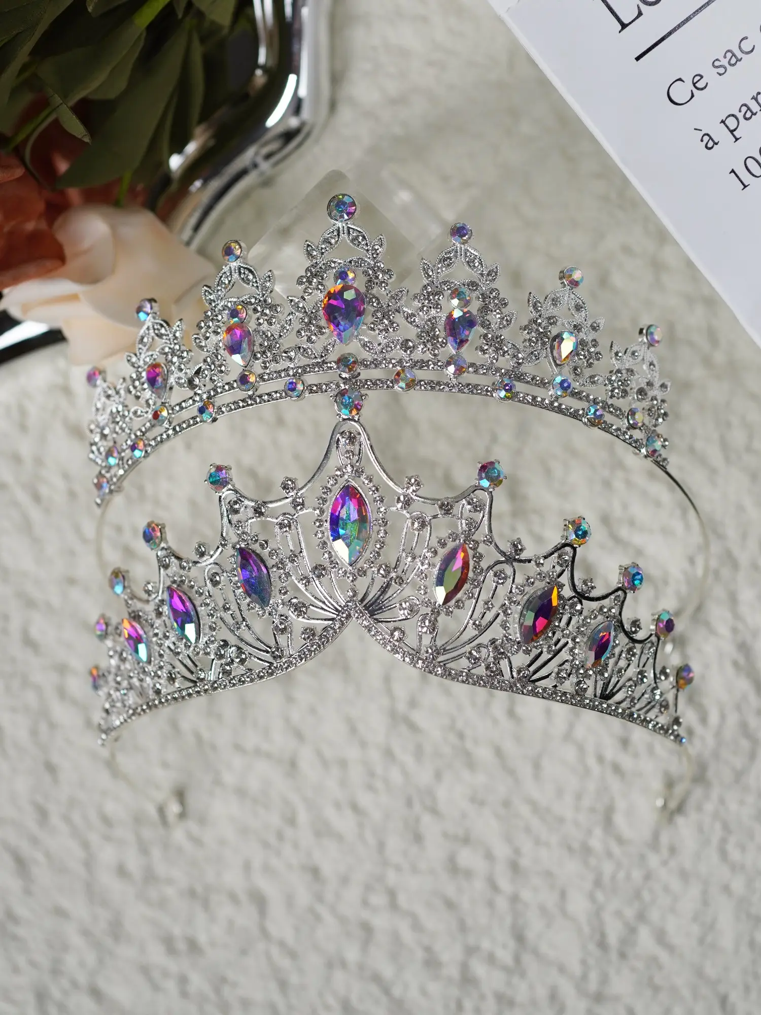 2 Pcs Silver Color Sparkling Rhinestone Princess Crown Headband, Girls' Royal Hair Accessory, Cute Hair Accessories, Birthday Party Dance Decoration Gift