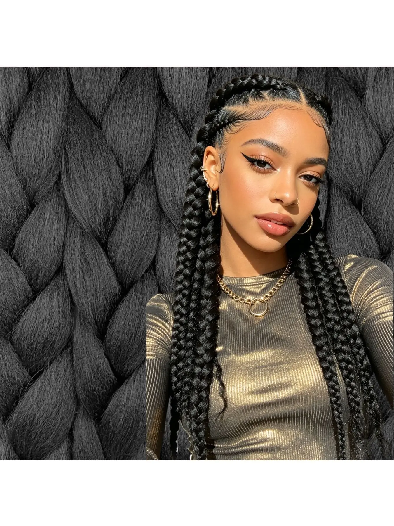 Black Gradual Ombre Synthetic Dreadlock Hair Extensions for Women Extra Thick African Style Braids Lightweight Breathable Clip in Hair Pieces Fashion Streetwear Ready Dreads Extensions