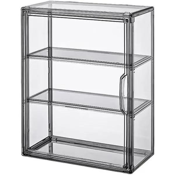3 Tiers  Display Case with 2 Division Boards,  Storage Organizers Box with  Door, Wall-Mounted   for Makeups, Purses, Figure