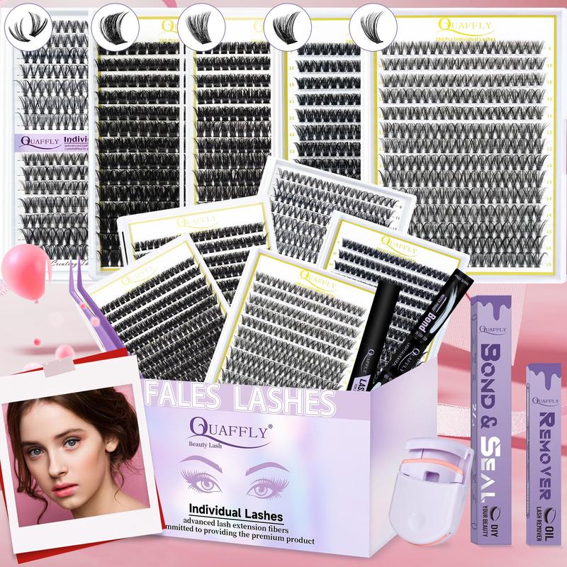 Mixed-Length False Eyelashes Eyelash Extensions Kit with Bond & Seal, Remover, Tweezers & Eyelash Curler, 1 Box Natural-Look, Self-Grafting Eyelash Clusters #TOP PICKS Mixed-Length False Eyelashes Eyelash Extensions Kit with Bond & Seal, Remover, Tweezers & Eyelash Curler, 1 Box Natural-Look, Self-Grafting Eyelash Clusters #TOP PICKS
