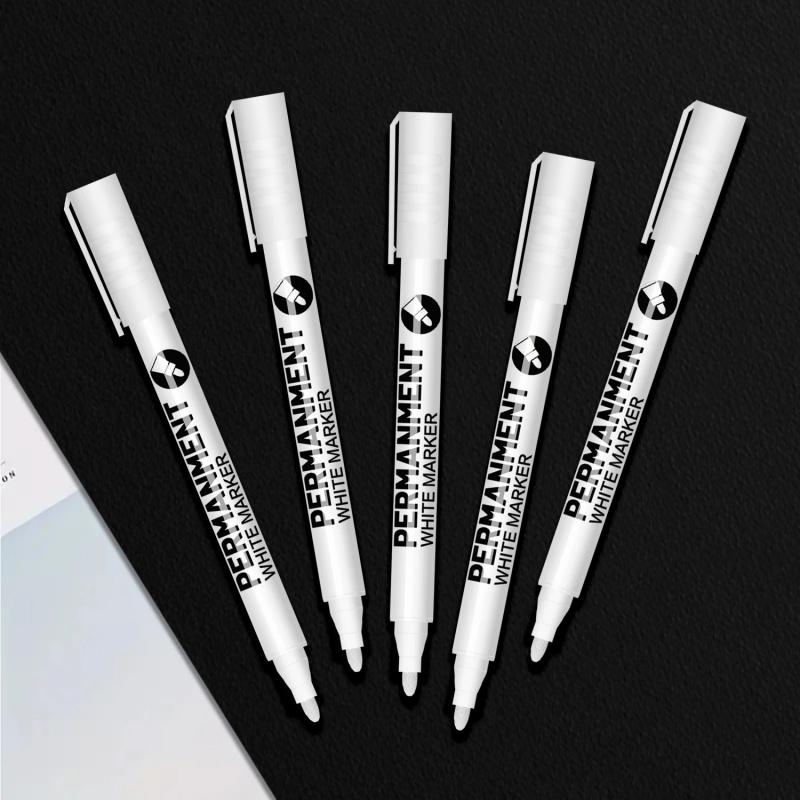 White Acrylic Paint Pens,White Markers Paint Permanent Marker Pens, Fine Tip 1-2mm Waterproof Paint Pen for Fabric Rock Painting Tyre Art Paper Glass for Drawing,Coloring,Graffiti,DIY Crafts