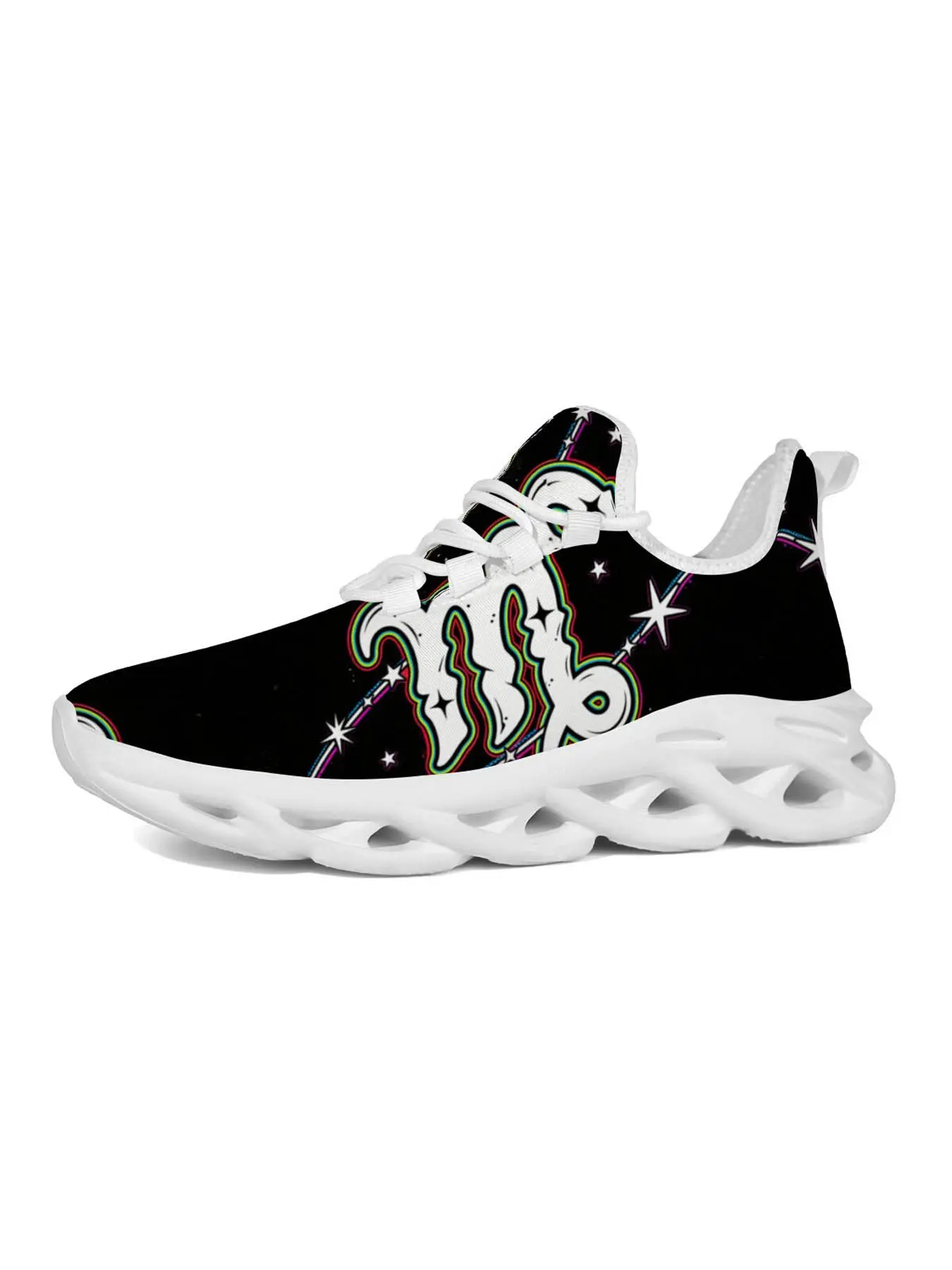 Starry Unicorn Trendy Sneakers, Fashionable Streetwear Shoes, Vibrant Print, Star Trail Art, Classic, Lightweight Hollow Out Sole, Women's Night Out Party Essential