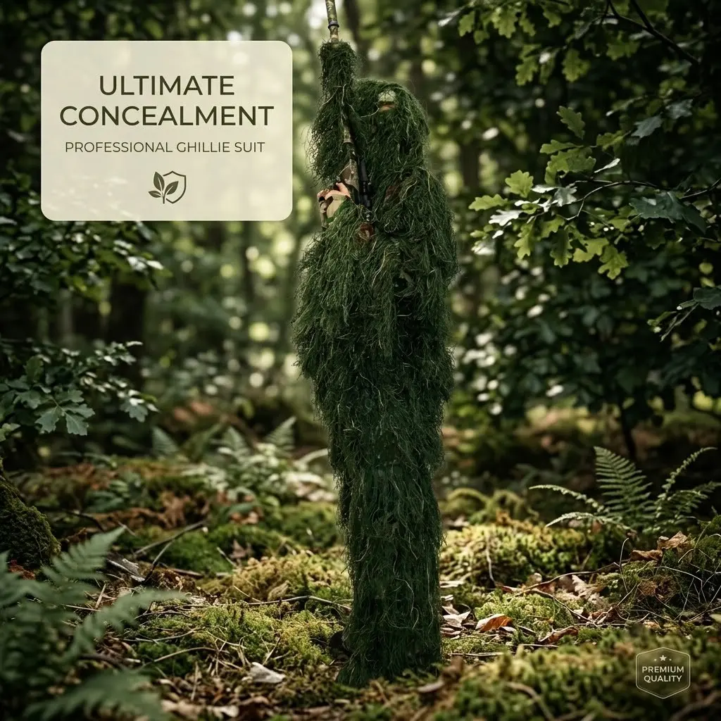3D Leafy Ghillie Suit for Hunting – Lightweight Camo Sniper Jacket & Pants Set, Woodland Concealment Gear for Adults, Outdoor Tactical Hunting Apparel