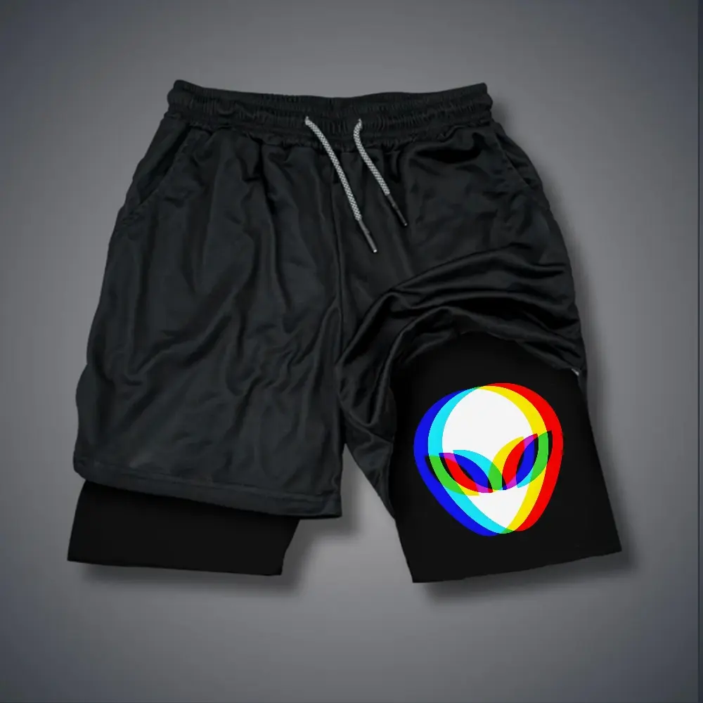80s 90s Double-Layer Sports Shorts Graphic Shorts Black Camo Streetwear Shorts Men Outfits Men Vacation Outfits Shorts