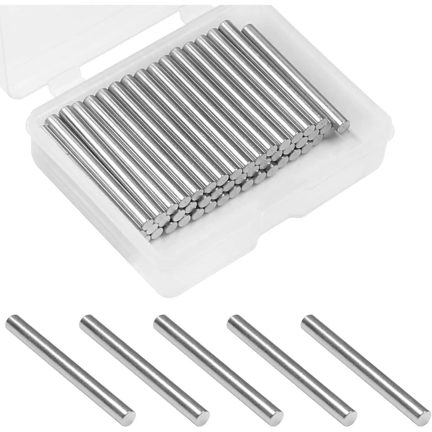 50 Pcs 3mm x 30mm 304 Stainless Steel Shelf Support Pegs, Metal Dowel Pins for Cabinet Furniture FixingGift