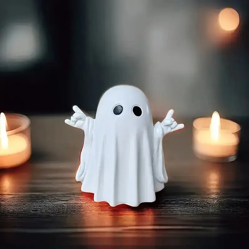 1pc Resin Ghost Rock Hand Figurine, Halloween Home & Yard Decor, Fun Desk & Shelf Ornament