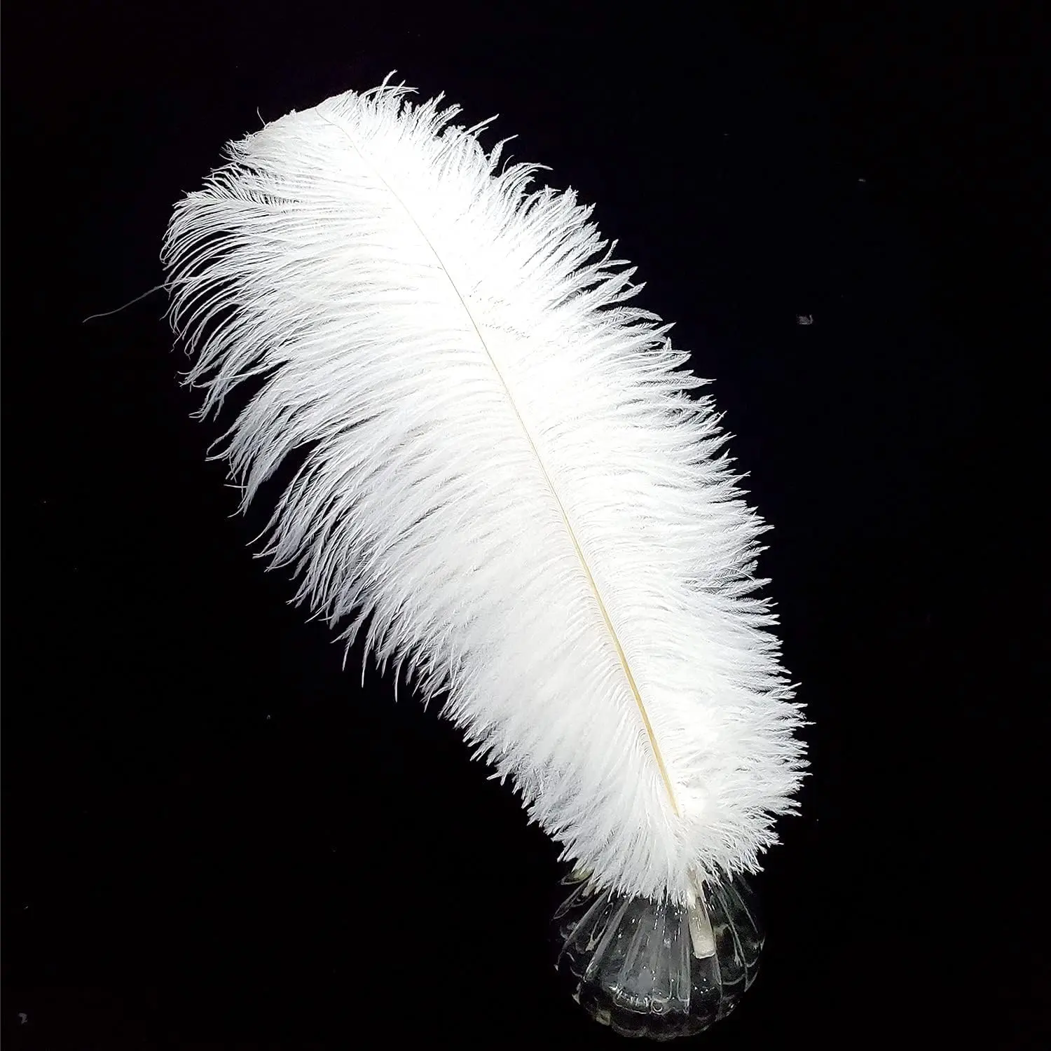 White Ostrich Feathers (16-18 in Long Length) - 10-Pack DIY Craft Supplies for Wedding Centerpieces, Home Room Decor, Feather Accents