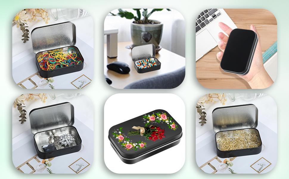 Metal Rectangular Empty Hinged Tins Tin Containers Empty Metal Tins Box Small Empty Tins with Lids Rectangular Hinged Tins Mini Portable Box Containers for Storage Candies Jewelry Crafts