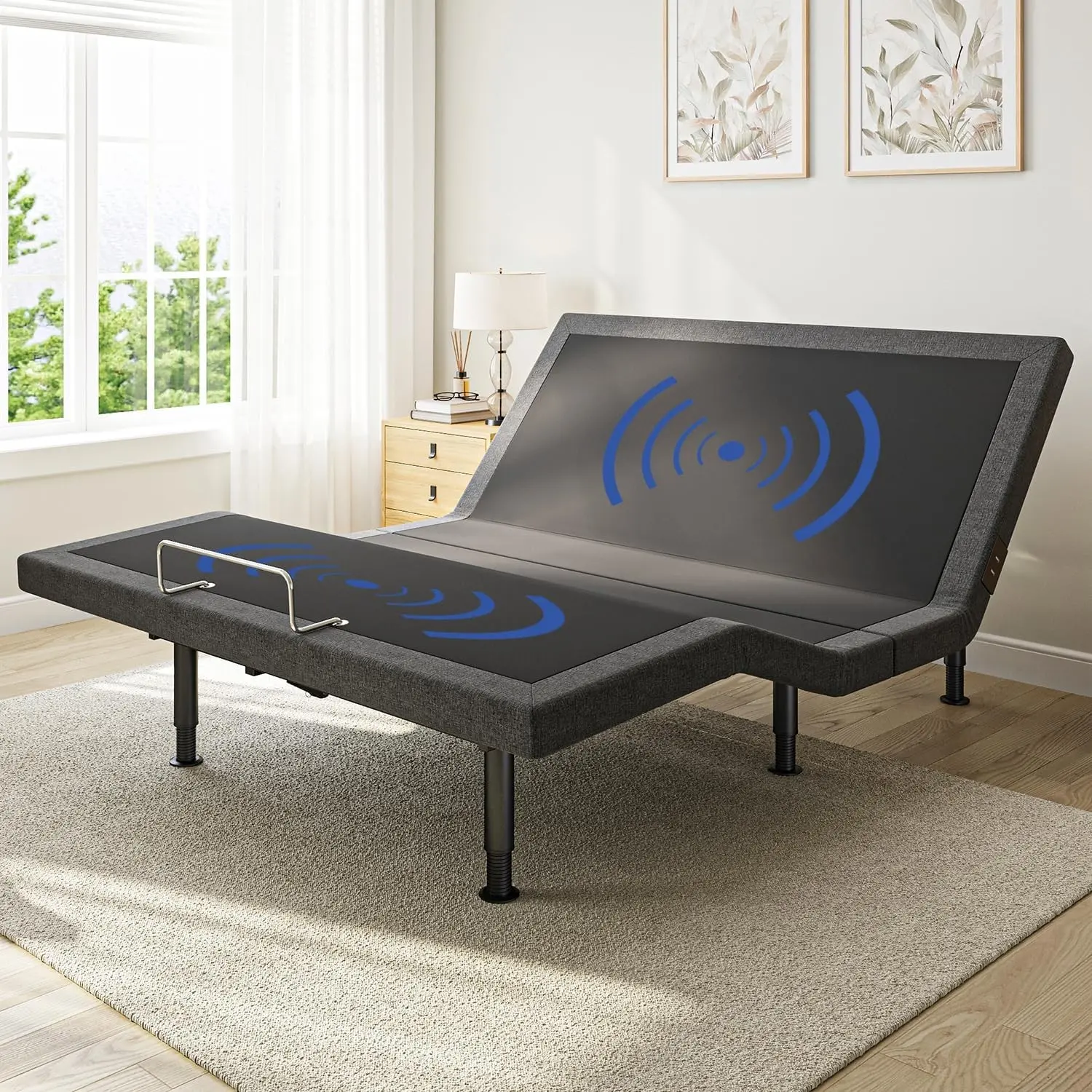 Queen Size Adjustable Bed Frame with Massage & Zero Gravity - Electric Bed Frame with Remote, USB Charging, LED Night Light, 7.5-12.5" Adjustable Height, 900LBS Capacity, Quiet Motor