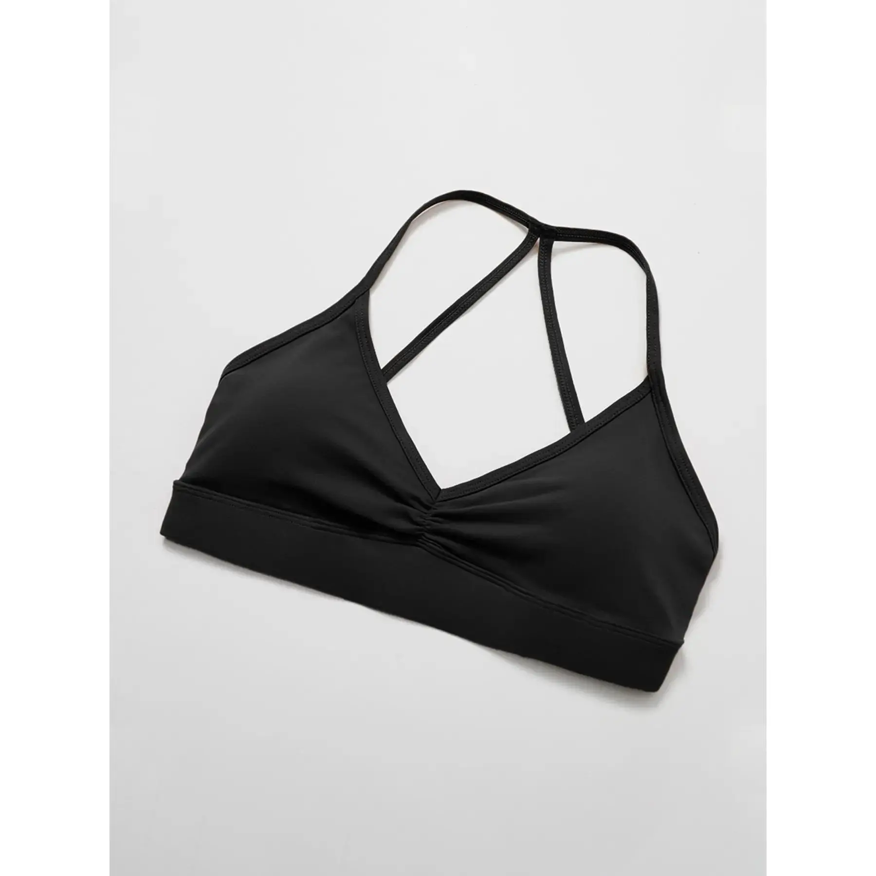 Women's V Neck Tight Yoga Vest, Breathable Sports Bra, Strappy Yoga Bras, Workout Bras, Triangle Bra, Fitted Plain Fabric, Sporty Style, All Seasons Outdoor Fitness Wear