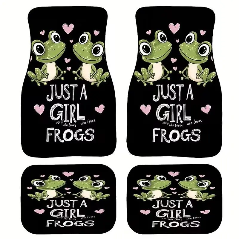 4pcs Fashionable Car Floor Mats, Frog Design, Non-Slip Base, Universal Fit, Elegant Interior Decor, Perfect Gift for Halloween & Christmas