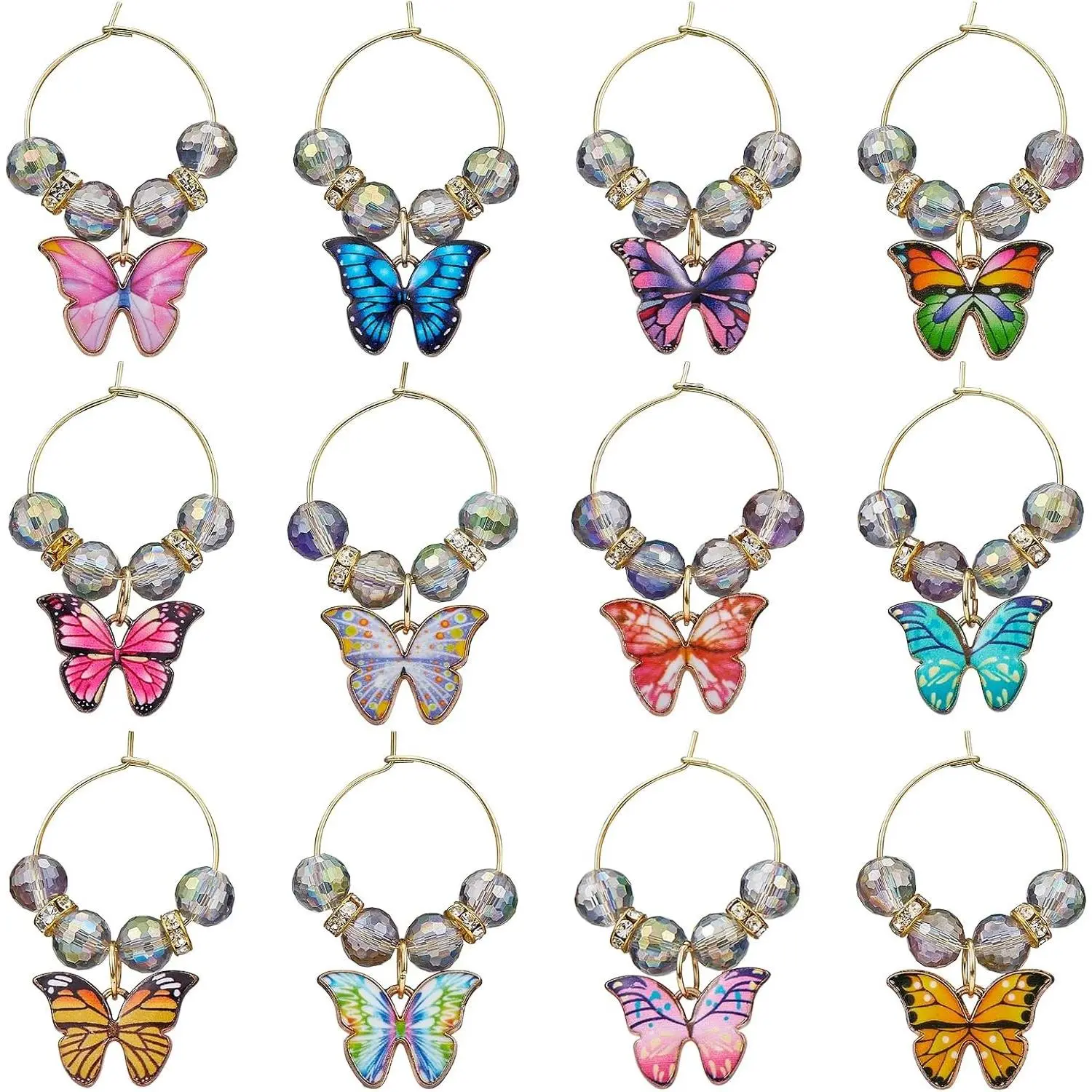 9-30 Pcs Wine Glass Charms for Stem Glasses Drink Glass Tags for Cocktail Tasting Party Favors Supplies Goblet Charm