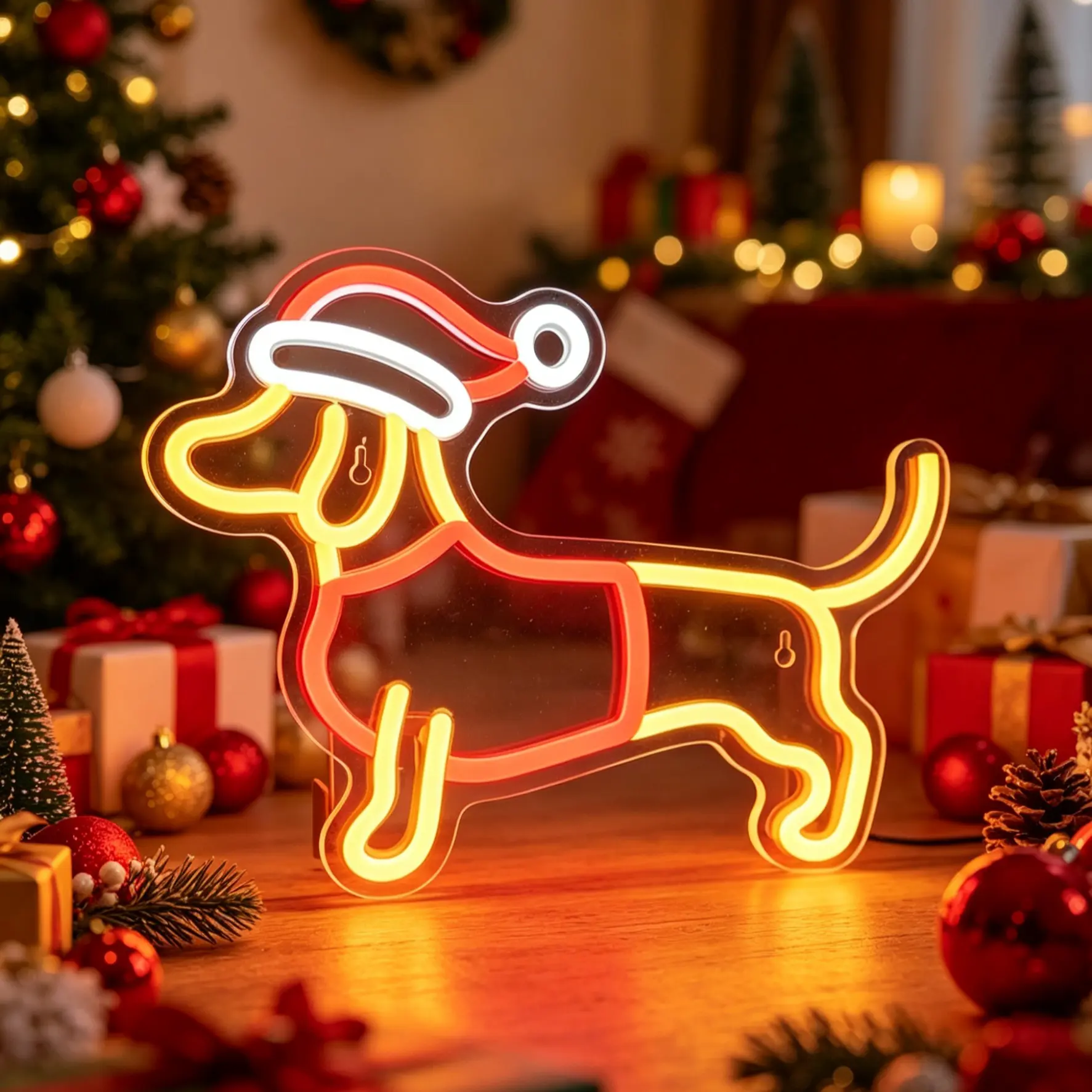 Dachshund Christmas Decoration Light, USB Powered Adjustable Brightness, Perfect Holiday Gift,  Size 11x7.9 Inch