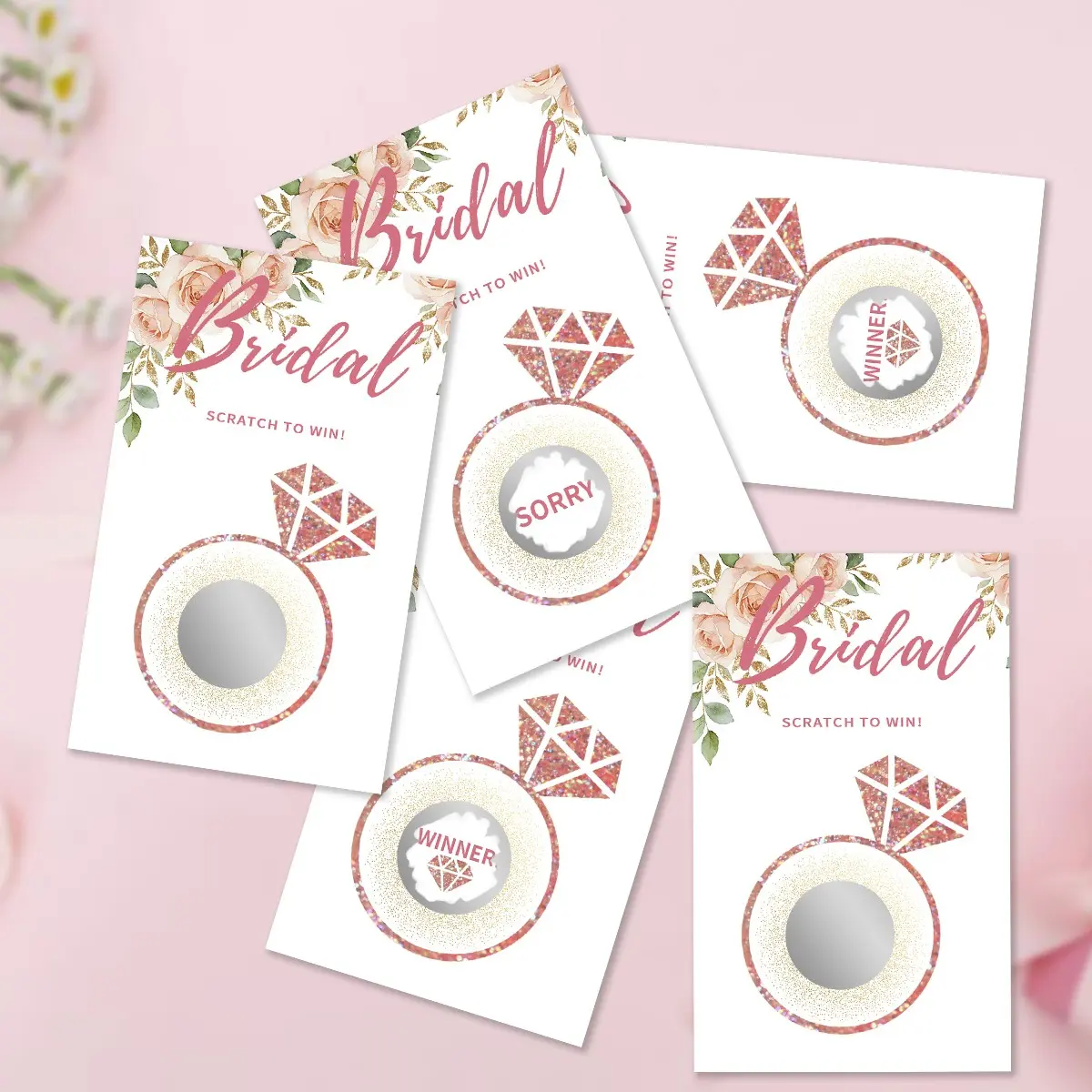 40pcs Diamond Bridal Shower Scratch Off Game Cards, Bride Shower Party Activity Games, Wedding Shower Ideas, Bachelorette Party Scratch off Cards.
